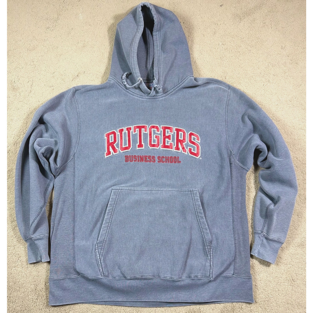 Vintage Rutgers Business School Hoodie 90s MV Sport Scarlet Knights Gray Size L